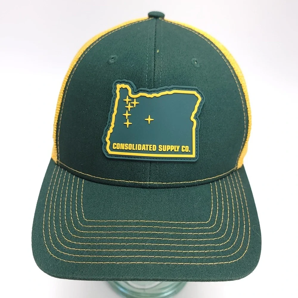 Green Yellow Ball Cap Hat Consolidated Supply Oregon Adjustable Baseball Mesh